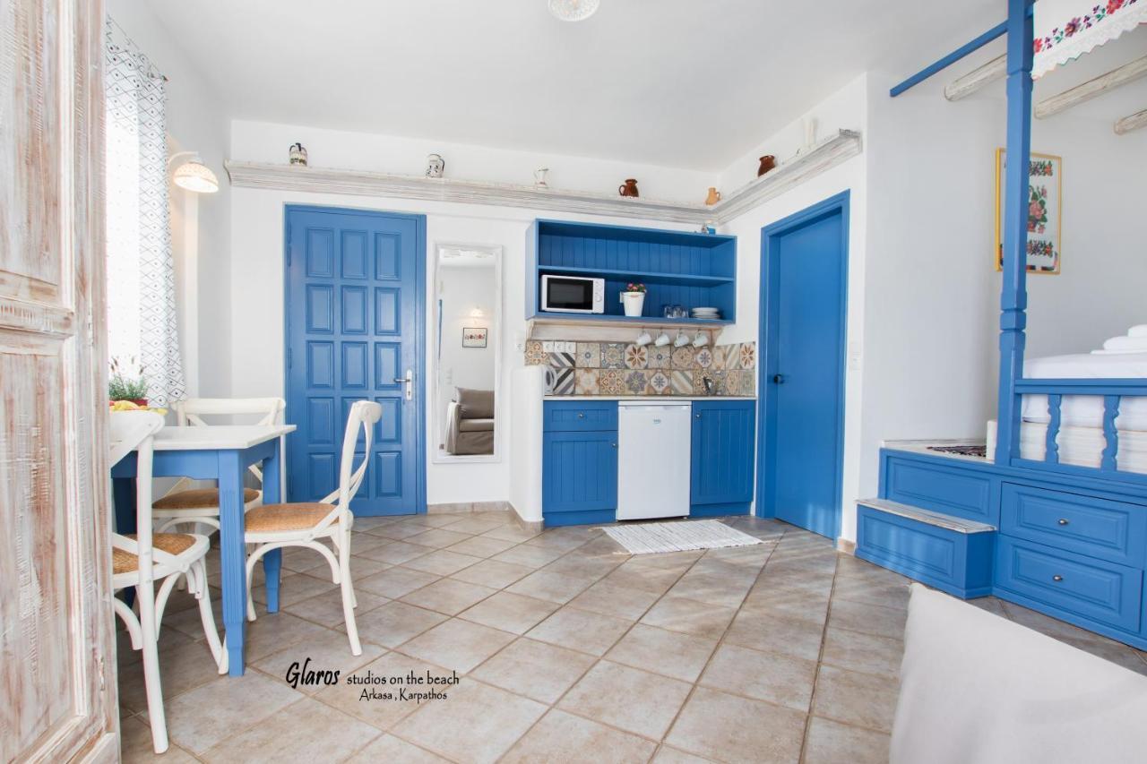 Ferienwohnung Glaros Luxury Studio On The Beach Arkasa Exterior foto