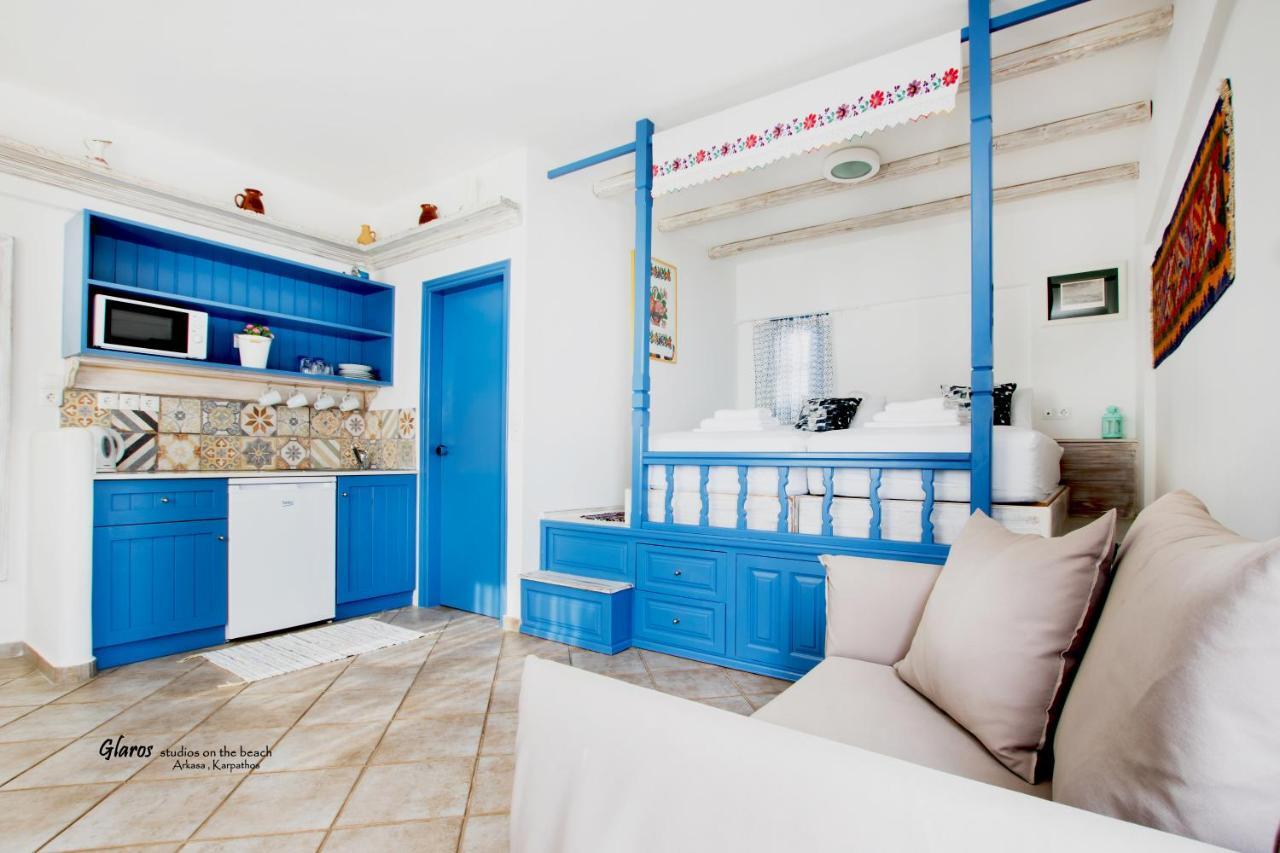 Ferienwohnung Glaros Luxury Studio On The Beach Arkasa Exterior foto