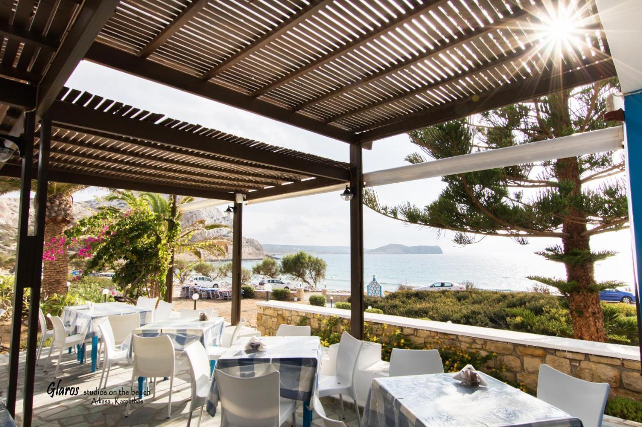 Ferienwohnung Glaros Luxury Studio On The Beach Arkasa Exterior foto