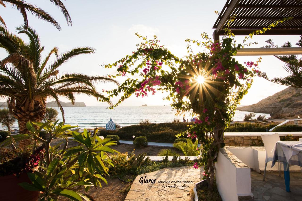 Ferienwohnung Glaros Luxury Studio On The Beach Arkasa Exterior foto
